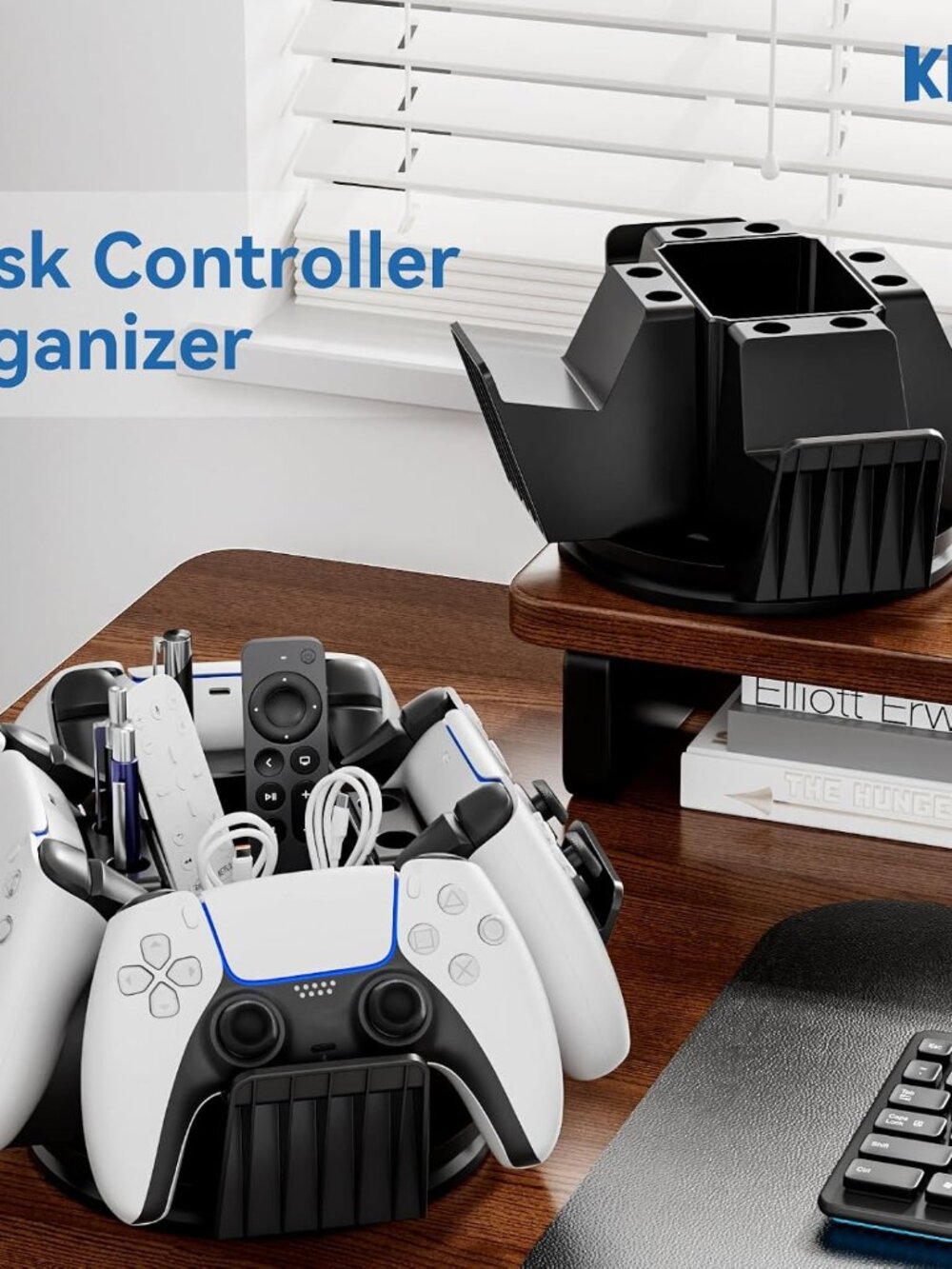 Controller Organizer for Desktop - 360°Rotatable Controller Holder with Storage - Picture 8 of 8